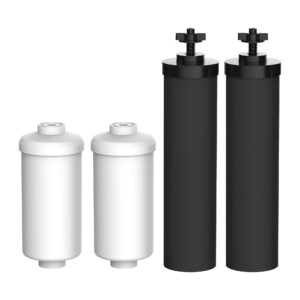 filterlogic nsf/ansi 372 certified water filter, replacement for berkey® black filters (bb9-2) & fluoride filters (pf-2®) combo pack and berkey®gravity filter system