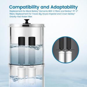 Filterlogic NSF/ANSI 372 Certified Water Filter, Replacement for Berkey® Black Filters (BB9-2) & Fluoride Filters (PF-2®) Combo Pack and Berkey®Gravity Filter System