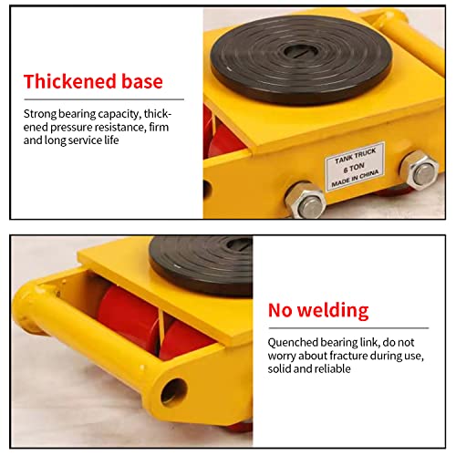 6T Industrial Machinery Mover 13200LBS Heavy Duty Machinery Skate Dolly Machinery Moving Skate w/ 360°Rotation Cap and 4 Rollers for Industrial Moving Equipment - Yellow