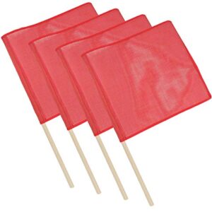 Mytee Products Red Safety Flags for Trucks with Dowel, DOT Compliant - 18 Inch x 18 Inch High Visibility Vinyl Mesh Warning Flags, 4 Pack