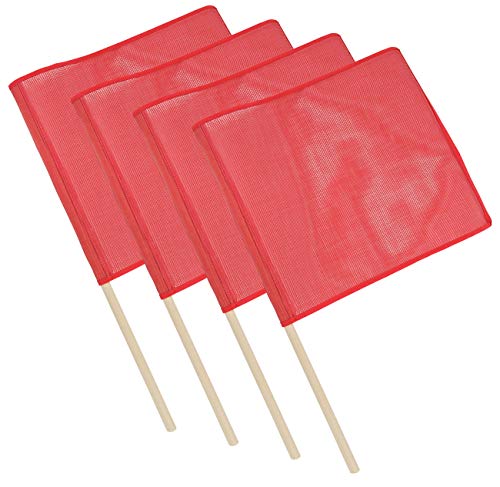 Mytee Products Red Safety Flags for Trucks with Dowel, DOT Compliant - 18 Inch x 18 Inch High Visibility Vinyl Mesh Warning Flags, 4 Pack