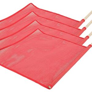 Mytee Products Red Safety Flags for Trucks with Dowel, DOT Compliant - 18 Inch x 18 Inch High Visibility Vinyl Mesh Warning Flags, 4 Pack