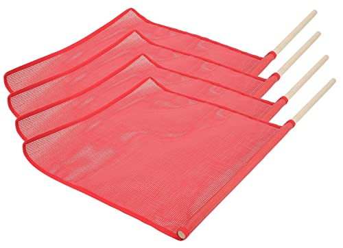 Mytee Products Red Safety Flags for Trucks with Dowel, DOT Compliant - 18 Inch x 18 Inch High Visibility Vinyl Mesh Warning Flags, 4 Pack