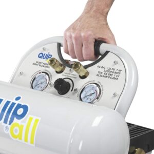 Quipall 4-1-SILTWN-AL Ultra Quiet 1 HP 4.6 Gallon Oil-Free Twin Stack Air Compressor