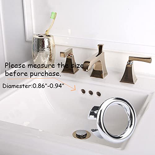 4 Pack Bathroom Basin Sink Round Hole Trim Chrome Overflow Cover Rings Hole Insert in Cap Hollow Ring Triangle for Hole Diameter Replacement Ceramic Pots for Home,Sink,Bathroom,Kitchen