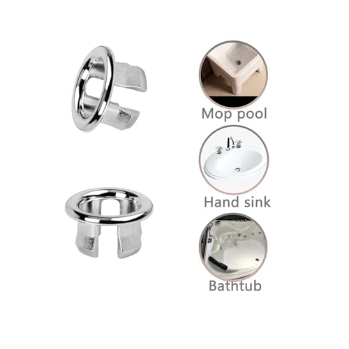 4 Pack Bathroom Basin Sink Round Hole Trim Chrome Overflow Cover Rings Hole Insert in Cap Hollow Ring Triangle for Hole Diameter Replacement Ceramic Pots for Home,Sink,Bathroom,Kitchen