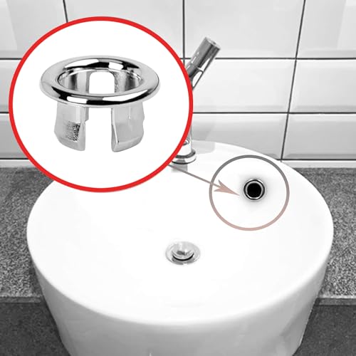 4 Pack Bathroom Basin Sink Round Hole Trim Chrome Overflow Cover Rings Hole Insert in Cap Hollow Ring Triangle for Hole Diameter Replacement Ceramic Pots for Home,Sink,Bathroom,Kitchen