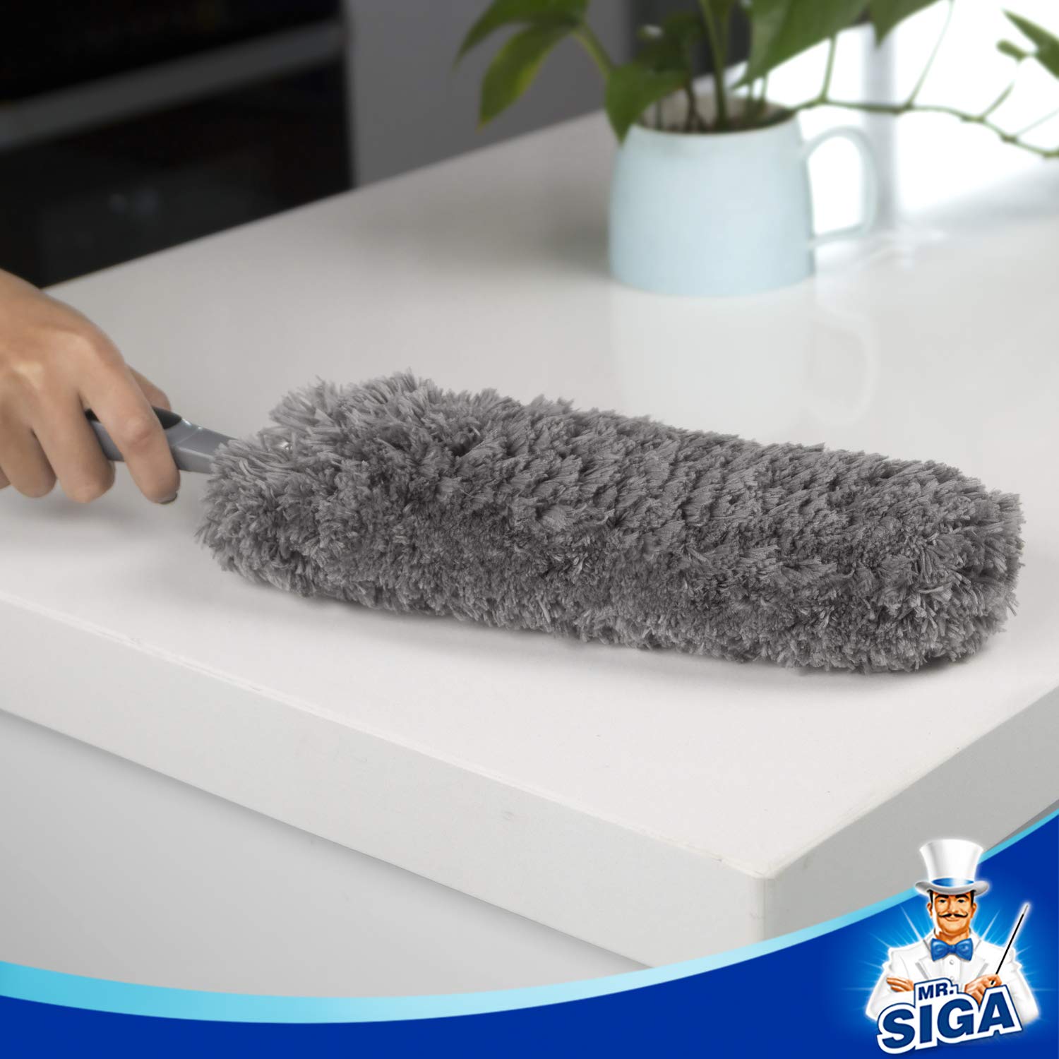 MR.SIGA Lint Free Microfiber Duster, Washable Duster for Household Cleaning Gray