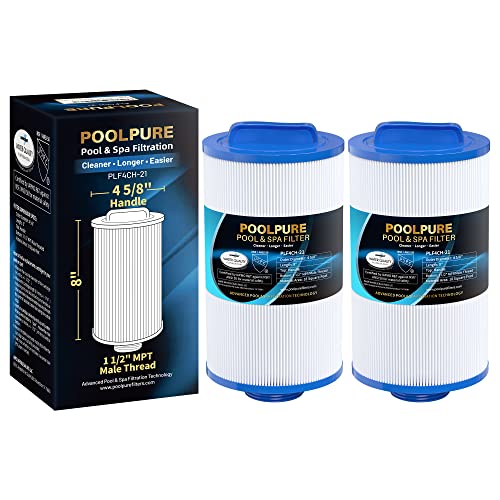 POOLPURE 4CH-21 Spa Filter Replaces PDM25P4, PTL18P4, Filbur FC-0121, 20245-238, PVT-25N, Baleen AK-9003, SD-00845, 18 sq.ft Screw in Male Fine(MPT) Thread Filter 2 Pack