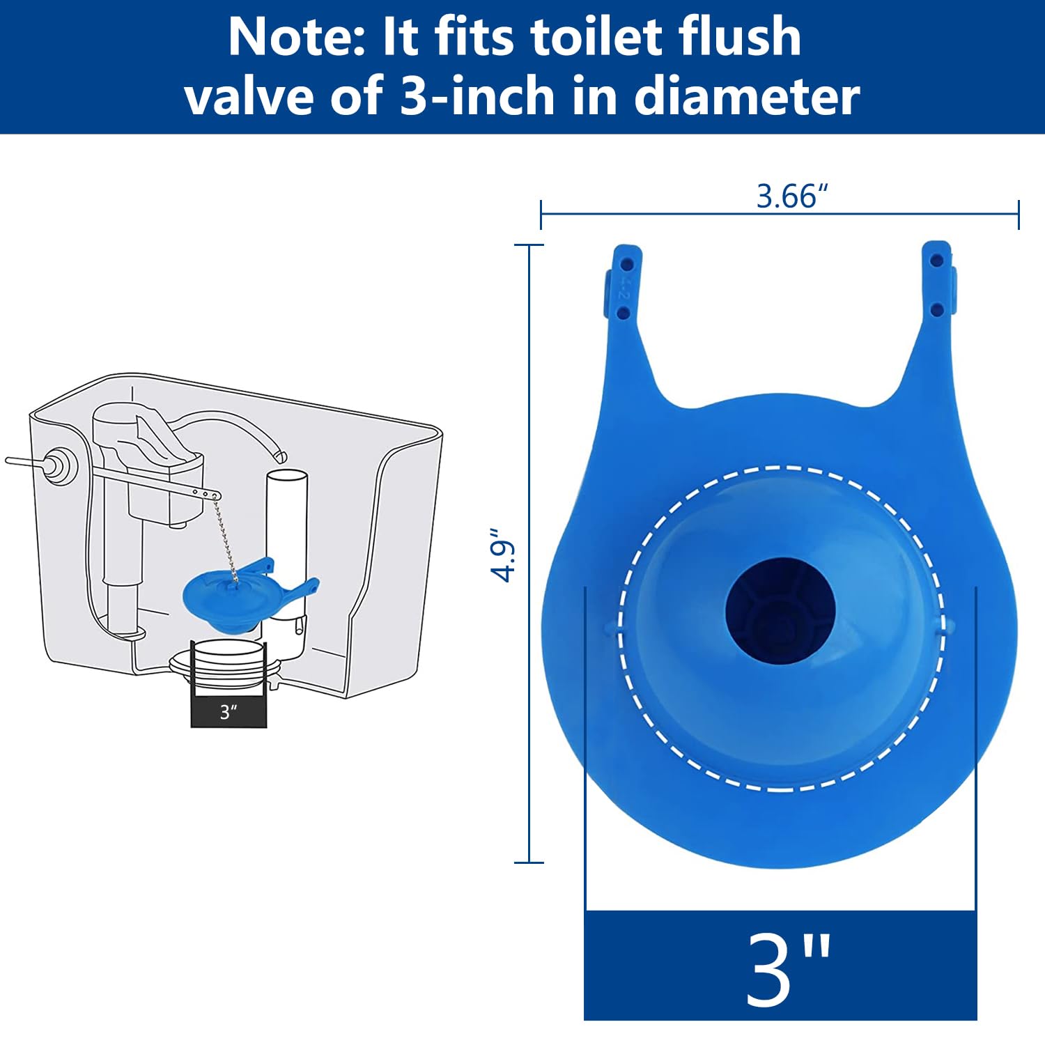 Hibbent 2 Pack Toilet Flapper Replacement, Compatible with Gerber 99-788, 3 Inch Flapper Replacement Water Saving, High Performance, Easy to Install- Blue Color