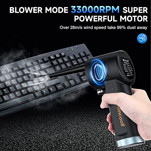 Air Duster for Computer Keyboard Cleaning - Cordless, Rechargeable 6000mAh Battery，Powerful Brushless Motor and 10W Fast Charging Air Duster Compressed Air