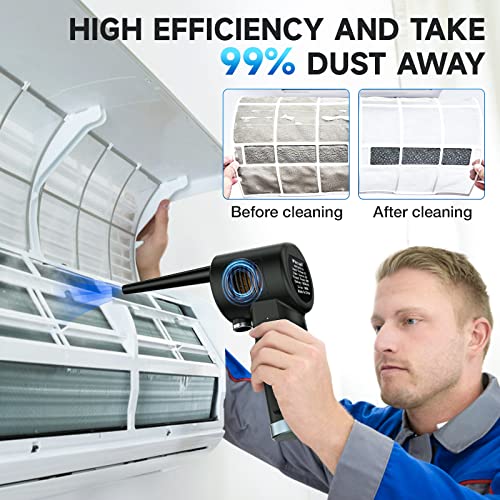 Air Duster for Computer Keyboard Cleaning - Cordless, Rechargeable 6000mAh Battery，Powerful Brushless Motor and 10W Fast Charging Air Duster Compressed Air