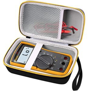 comecase hard case for fluke 117/115/116 electricians true rms digital multimeter, protective carrying storage bag with accessories mesh pocket