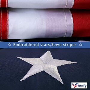 Freefy American Flag 2.5x4 ft - Embroidered Stars,Sewn Stripes,Nylon,UV Protected,Brass Grommets,Perfect for Indoor/Outdoor Use US USA Flags.