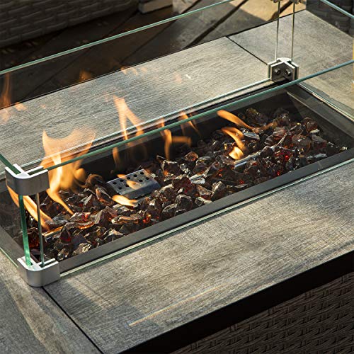 COSIEST Fire Glass 10-Pound Oblate for Fireplace Fire Pit, Temperature Rating Glass (Amber Yellow)