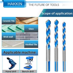 Hakkin 12 Pcs Masonry Drill Bits Set, 3mm - 12mm Concrete Drill Bits Set for Cement Glass Wall Brick Wood, Metric System Tungsten Carbide Tip Triangle Alloy Industrial Strength with Storage Case(Blue)