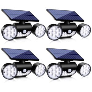 ollivage solar lights outdoor, 30 led solar security lights with motion sensor outdoor spotlights ip65 waterproof 360° adjustable solar wall lights outdoor for yard garage patio porch, 4 pack