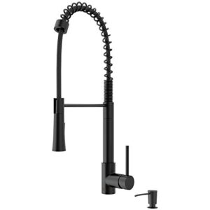 vigo vg02032mbk2 22" h laurelton single-handle with pull-down sprayer kitchen faucet with soap dispenser in matte black