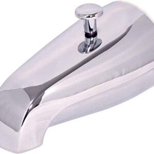 Tub Spout with Push and Pull Diverter, 3/4 inch to 1/2 inch IPS Face Bushing, 5-1/4 inch Length, Chrome Finish