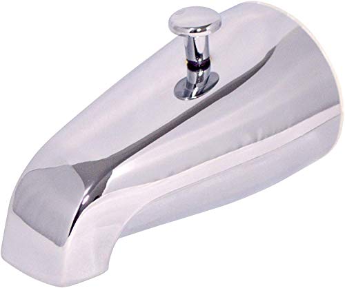 Tub Spout with Push and Pull Diverter, 3/4 inch to 1/2 inch IPS Face Bushing, 5-1/4 inch Length, Chrome Finish