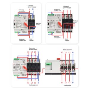 GAEYAELE Automatic Transfer Switch Three Phase ATS 63A 110V Power Transfer Switch Din Rail Mounted Controller Electrical Type(W2R 3P 63A 110V)