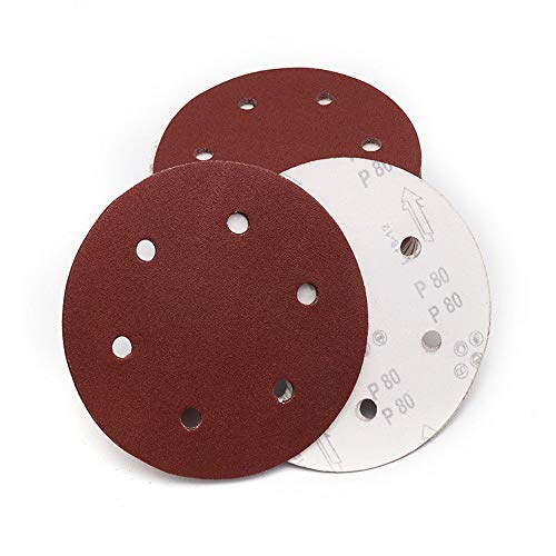 Jiayouy 40 Grit 9 Inch 6 Hole Hook and Loop Sanding Disc Flocking Sandpaper for Random Orbit Sander 10Pcs