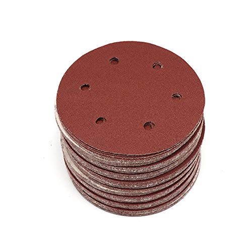 Jiayouy 40 Grit 9 Inch 6 Hole Hook and Loop Sanding Disc Flocking Sandpaper for Random Orbit Sander 10Pcs