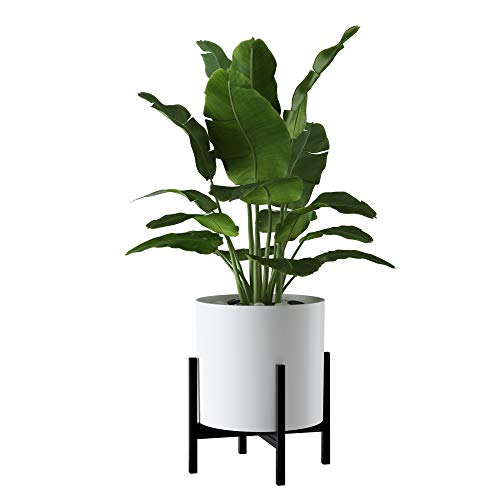 FaithLand Mid Century Plant Stand Indoor Outdoor(Plant Pot Not Included), Hold Up to 14 Inch Planter, Metal Planter Stand, Potted Plant Holder, Black - Fits Snake Plant - Upgraded Design