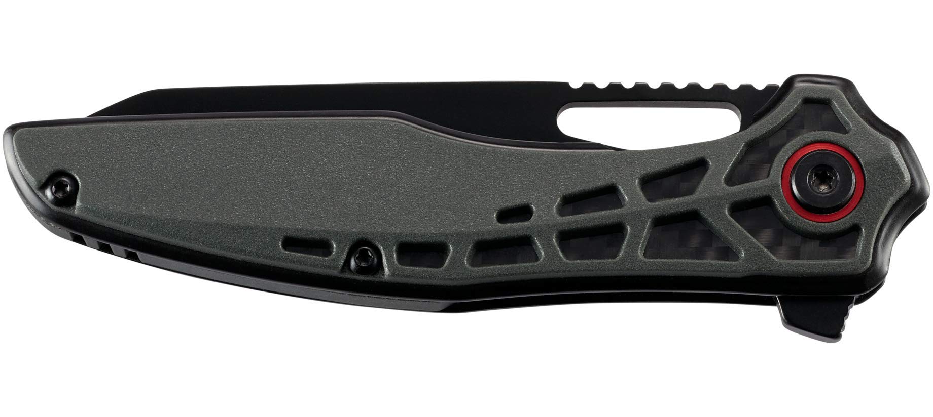 COLUMBIA RIVER KNIFE & TOOL Thero EDC Folding Pocket Knife: Everyday Carry Folder, Plain Edge, Sheepsfoot Blade with Black Oxide Finish, Flipper, Glass Reinforced Nylon and Carbon Fiber Handle 6290