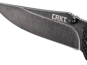 CRKT Burnout EDC Folding Pocket Knife: Everyday Carry Folder with Frame Lock, Drop Point Blade, Black Stonewash Finish, Thumbstud, Assisted Opening, Carbon Fiber and G10 Handle 4123K