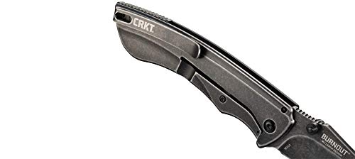 CRKT Burnout EDC Folding Pocket Knife: Everyday Carry Folder with Frame Lock, Drop Point Blade, Black Stonewash Finish, Thumbstud, Assisted Opening, Carbon Fiber and G10 Handle 4123K