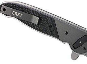 CRKT M40-15 EDC Folding Pocket Knife: Heavy Duty Everyday Carry, Spearpoint Blade with Veff Serrations, Flipper, Deadbolt Lock, Aluminum & GRN Handle, 4-Position Pocket Clip