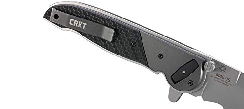 CRKT M40-15 EDC Folding Pocket Knife: Heavy Duty Everyday Carry, Spearpoint Blade with Veff Serrations, Flipper, Deadbolt Lock, Aluminum & GRN Handle, 4-Position Pocket Clip