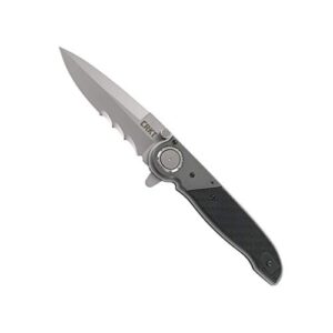 crkt m40-15 edc folding pocket knife: heavy duty everyday carry, spearpoint blade with veff serrations, flipper, deadbolt lock, aluminum & grn handle, 4-position pocket clip