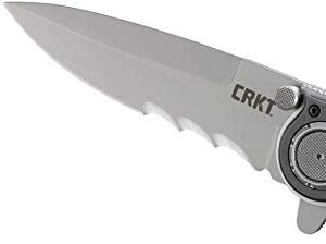 CRKT M40-15 EDC Folding Pocket Knife: Heavy Duty Everyday Carry, Spearpoint Blade with Veff Serrations, Flipper, Deadbolt Lock, Aluminum & GRN Handle, 4-Position Pocket Clip