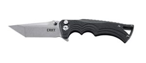 columbia river knife & tool bt fighter edc folding pocket knife: everyday carry, tanto blade with stonewash finish, button lock, glass reinforced fiber handle, deep carry pocket clip 5225