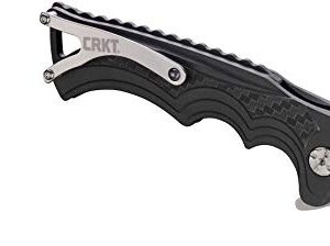 Columbia River Knife & Tool BT Fighter EDC Folding Pocket Knife: Everyday Carry, Tanto Blade with Stonewash Finish, Button Lock, Glass Reinforced Fiber Handle, Deep Carry Pocket Clip 5225