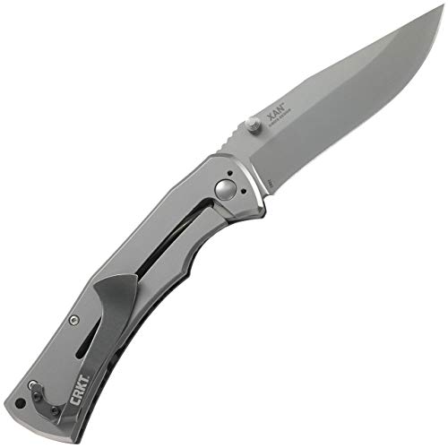 CRKT Xan EDC Folding Pocket Knife: Everyday Carry Plain Edge Folder with Frame Lock, Clip Point Blade with Bead Blast Finish, Carbon Fiber and G10 Handle 2085