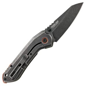 Columbia River Knife & Tool Overland EDC Pocket Knife: Everyday Carry Utility Folder, Plain Edge Sheepsfoot Blade with Frame Lock, Thumbstud Open, Stonewash Finish, Olive Green Handle, 6280