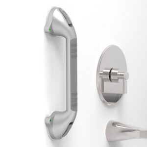 ameriluck 16.5inches balance assist bathroom shower handle,suction bath grab bar with indicators (silver/grey)