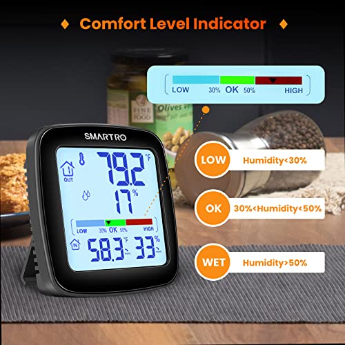 SMARTRO SC92 Professional Indoor Outdoor Thermometer Wireless Digital Hygrometer Room Humidity Gauge Temperature and Humidity Meter & Pro Accuracy Calibration