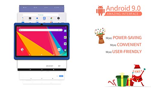 Haehne 7 inch Tablet, Android 9.0 Pie, Quad Core Processor, 1G RAM 16GB Storage, IPS Display, Dual Camera, WiFi Only, Bluetooth, Blue