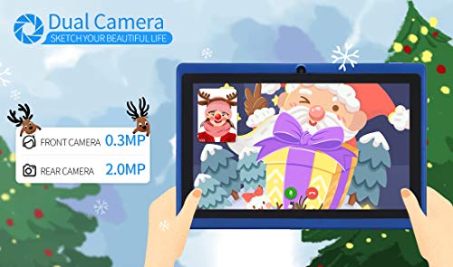 Haehne 7 inch Tablet, Android 9.0 Pie, Quad Core Processor, 1G RAM 16GB Storage, IPS Display, Dual Camera, WiFi Only, Bluetooth, Blue