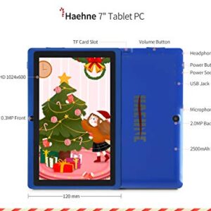 Haehne 7 inch Tablet, Android 9.0 Pie, Quad Core Processor, 1G RAM 16GB Storage, IPS Display, Dual Camera, WiFi Only, Bluetooth, Blue