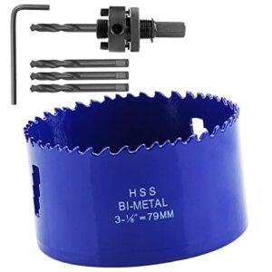 laniakea 3-1/8-inch bi-metal hole saw 79mm m42 annular hole cutter hss variable tooth pitch holesaw set with arbor blue for home diyer
