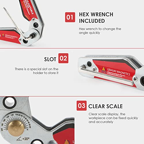 Welding Magnetic Holder, Adjustable Angle(20°~200°) Welding Magnet, Welding Clamp Holder, with Hex Wrench, Welding Magnet Set, Multi-angle Welding Magnet, Welder Tool Accessories