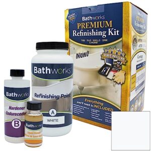 bathworks diy bathtub & tile refinishing kit; 20 oz; tub; tile; wall surround; sink; quick 24 hour dry time; high gloss resin finish (white)