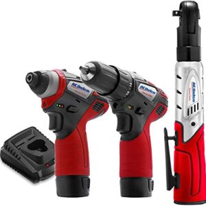ACDelco G12 Series 3-Tool Cordless Combo 2-Speed Drill/Driver+ Impact Driver + Ratchet Wrench, 2-battery, ARW1208-K10