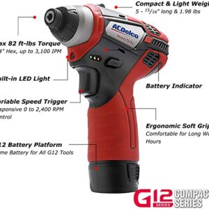 ACDelco G12 Series 3-Tool Cordless Combo 2-Speed Drill/Driver+ Impact Driver + Ratchet Wrench, 2-battery, ARW1208-K10