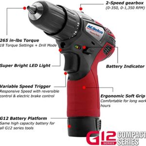 ACDelco G12 Series 3-Tool Cordless Combo 3/8" Brushless Ratchet Wrench + 2-Speed Drill/Driver+ Impact Driver, 2-battery, ARW12103-K11